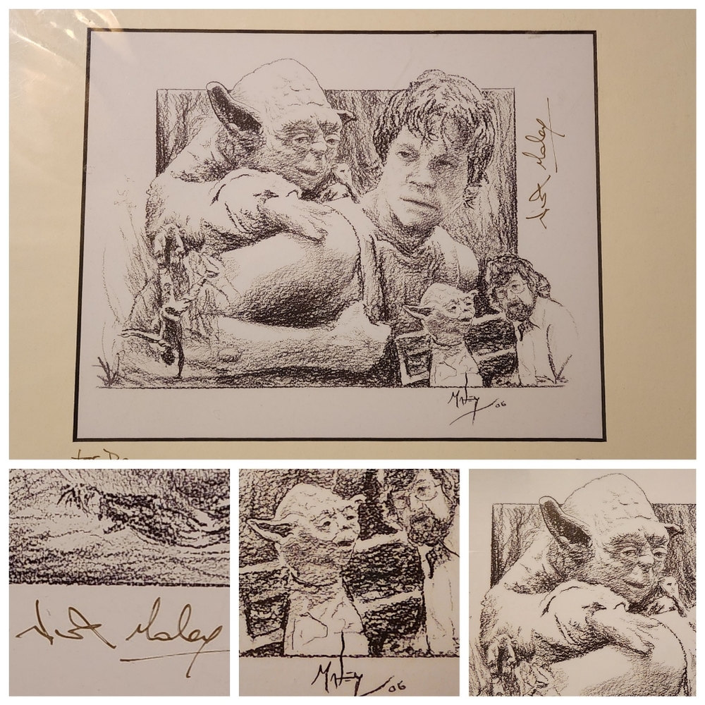 Star Wars Nick Maley Autographed 8 x 10 Yoda Luke Skywalker Sketch!